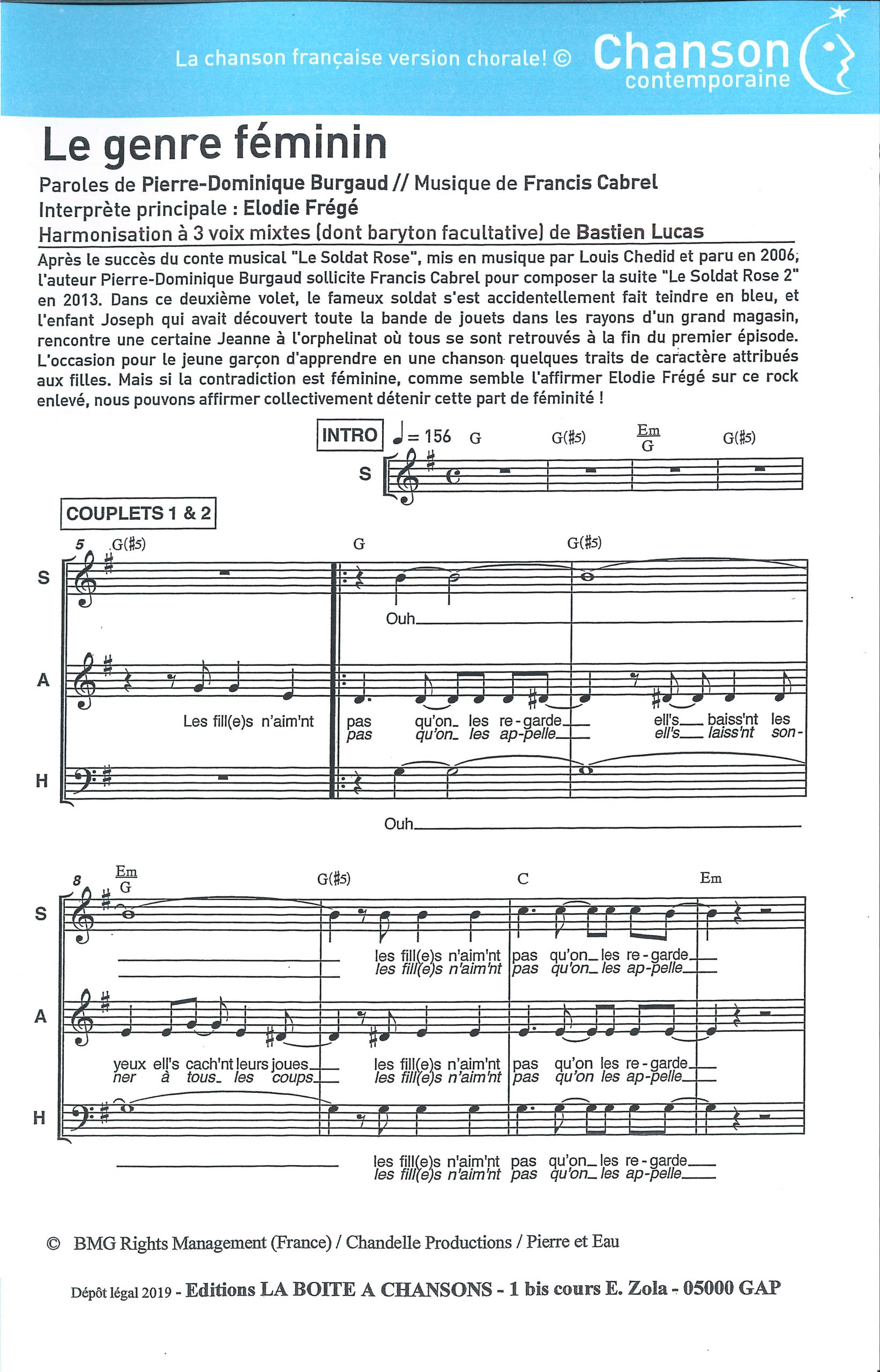 GENRE FEMININ - 3 voix mixtes