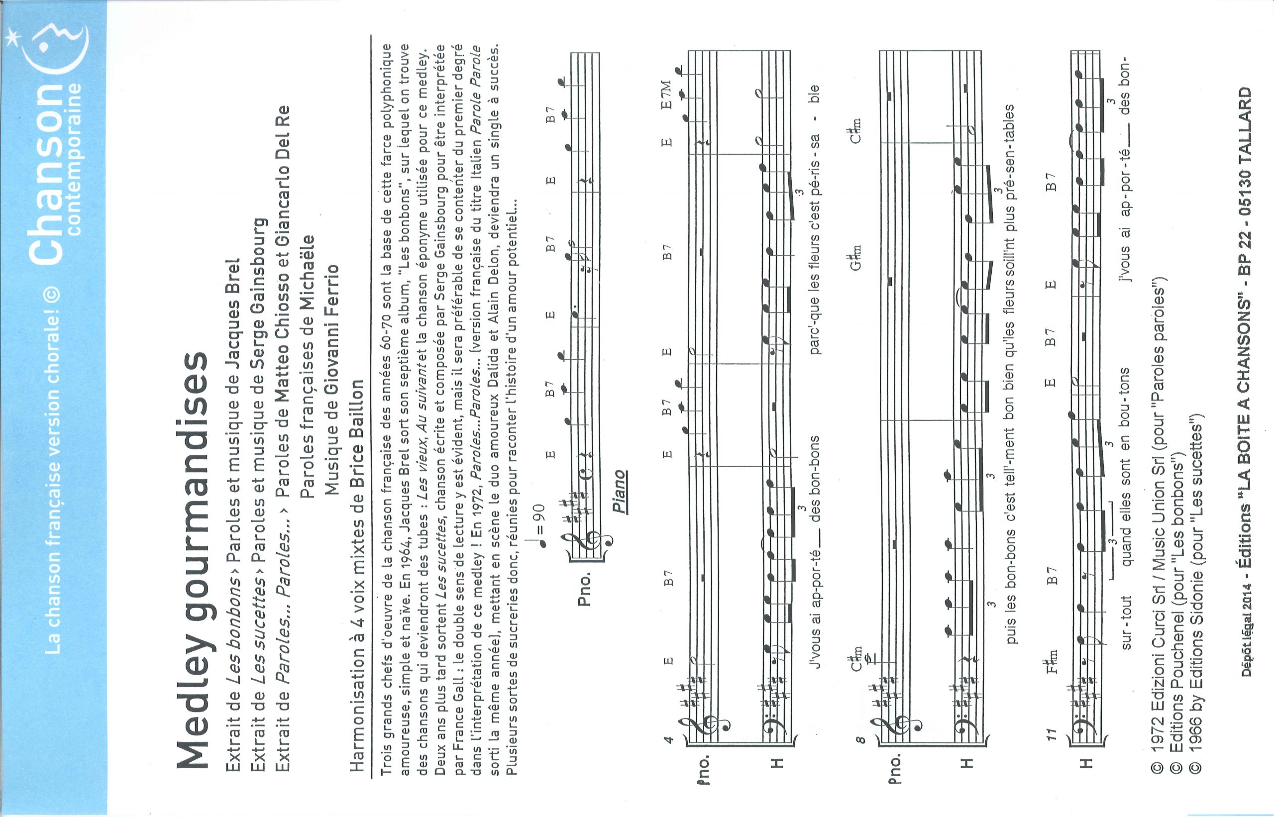 MEDLEY GOURMANDISE (Les bonbons - Les sucettes - Paroles Paroles)