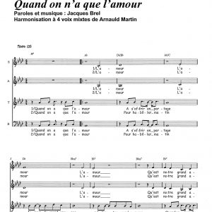 QUAND ON N'A QUE L'AMOUR