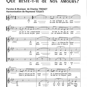 QUE RESTE-T-IL DE NOS AMOURS