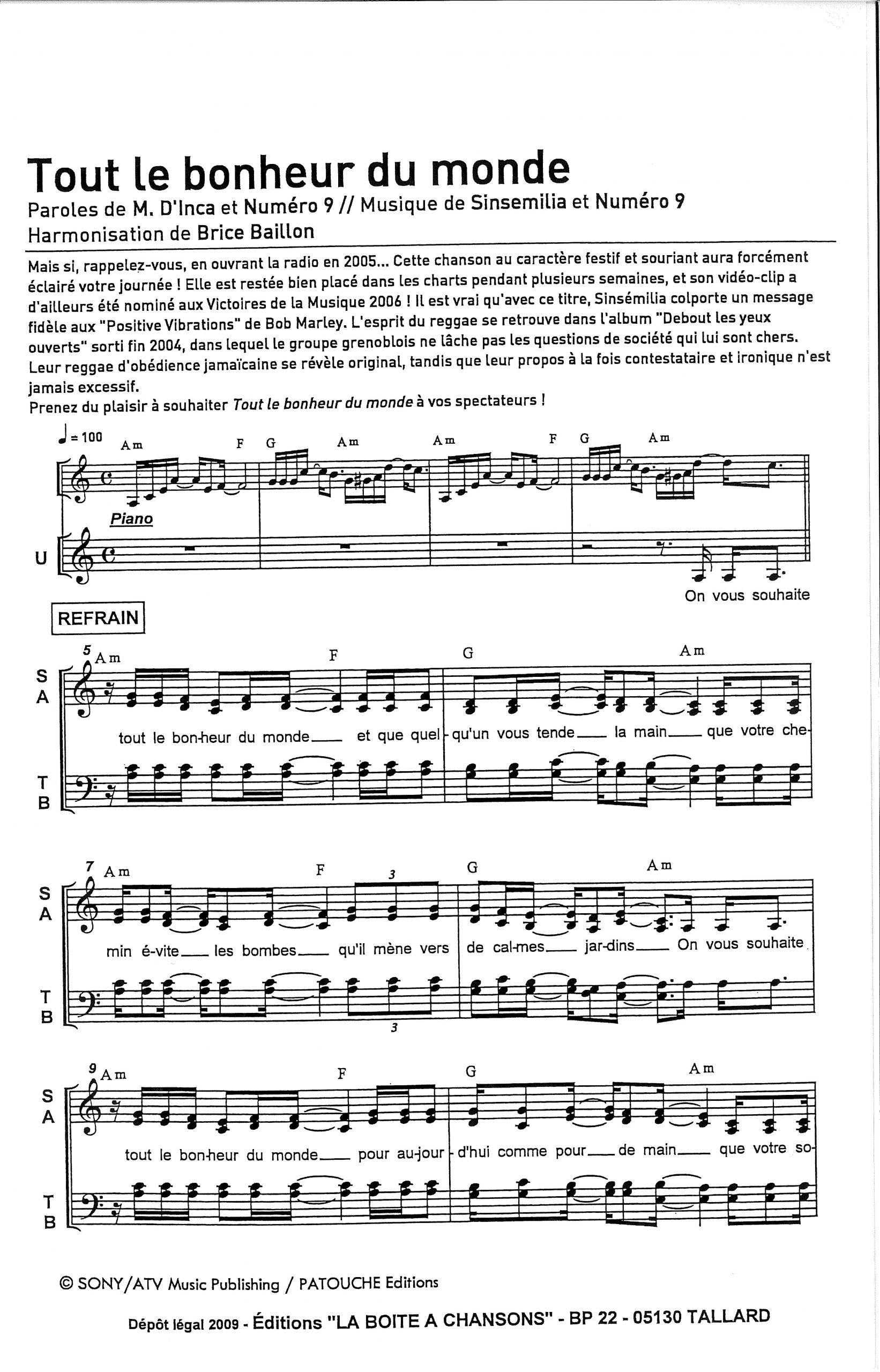 TOUT LE BONHEUR DU MONDE